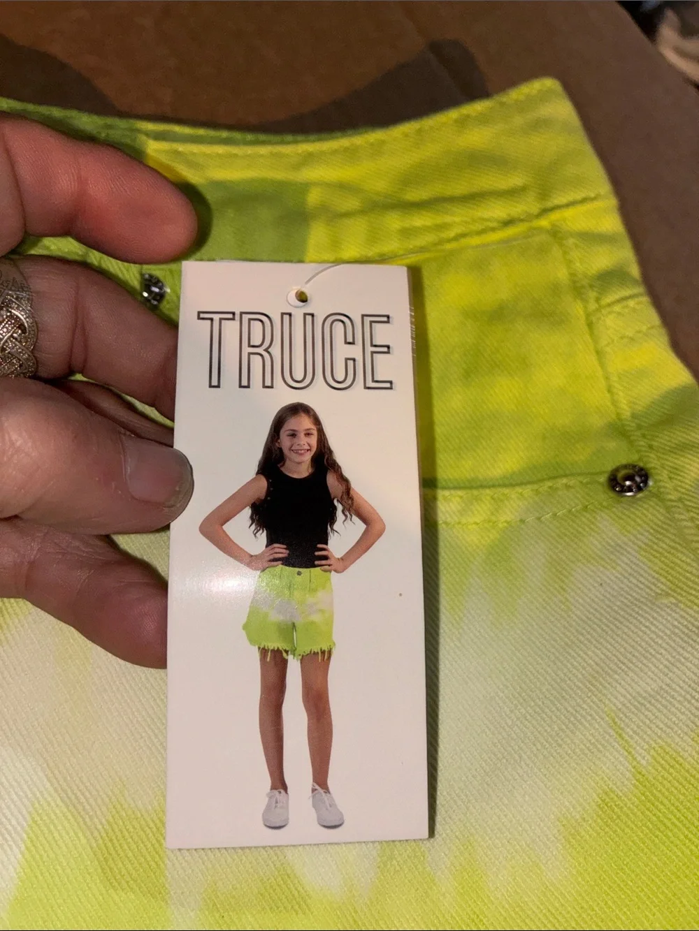 High-Waist Neon Yellow Tie-Dye Frayed Hem girls  Shorts